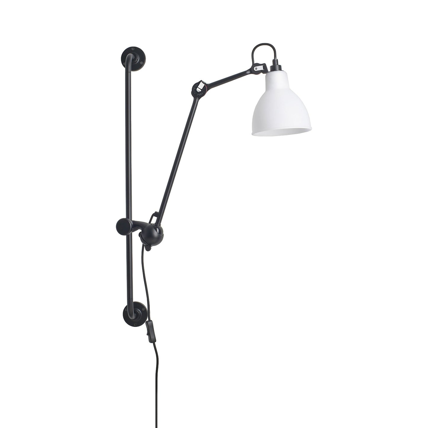 Lampe Gras N°210 Swing Arm Wall Light in Polycarbonate (Round Shade).