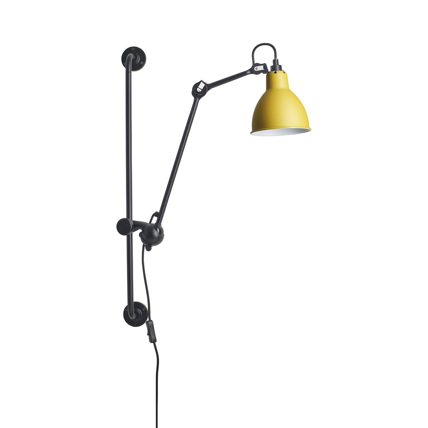 Lampe Gras N°210 Swing Arm Wall Light in Yellow (Round Shade).