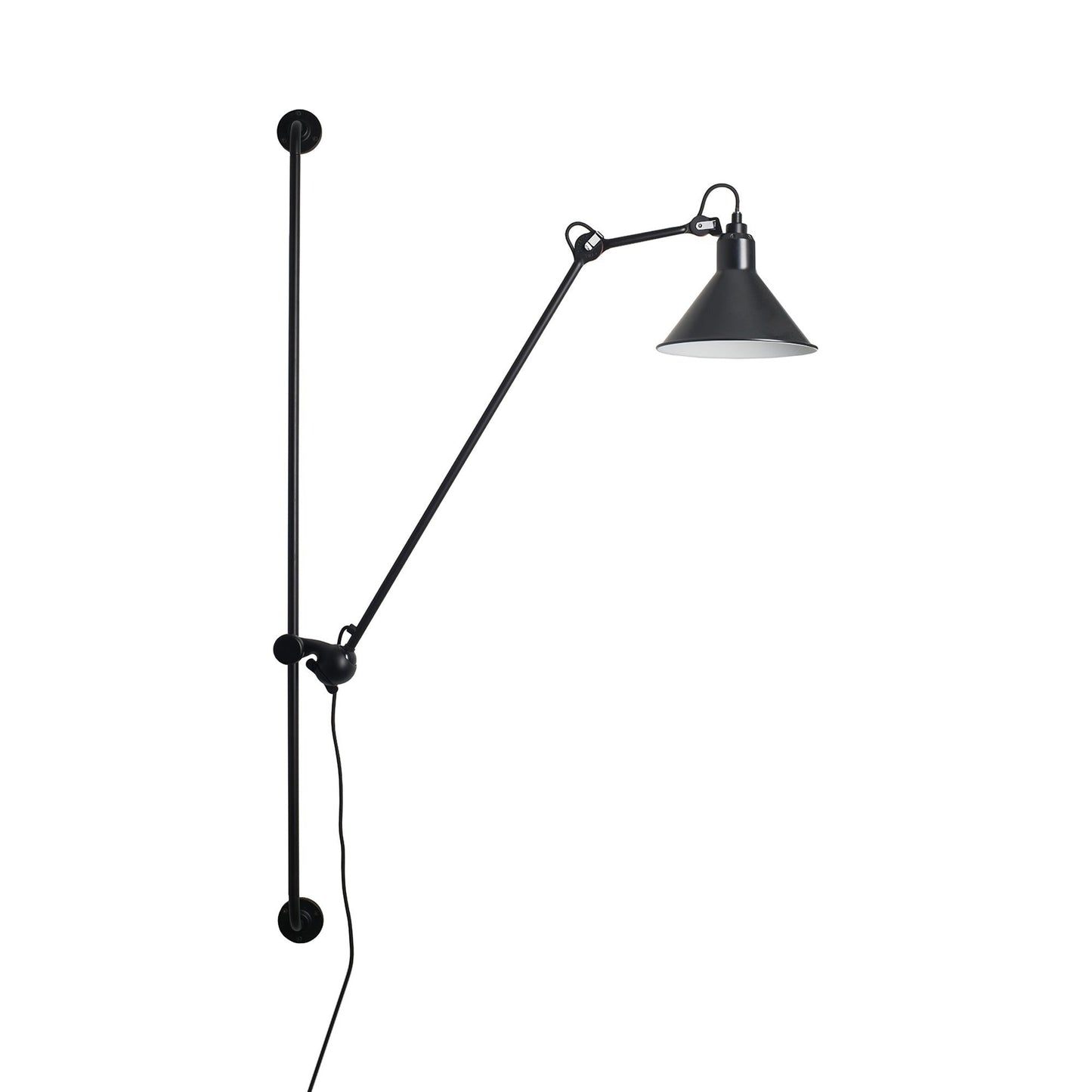 Lampe Gras N°214 Swing Arm Wall Light in Black (Conic Shade).
