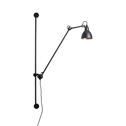 Lampe Gras N°214 Swing Arm Wall Light in Black/Copper (Round Shade).