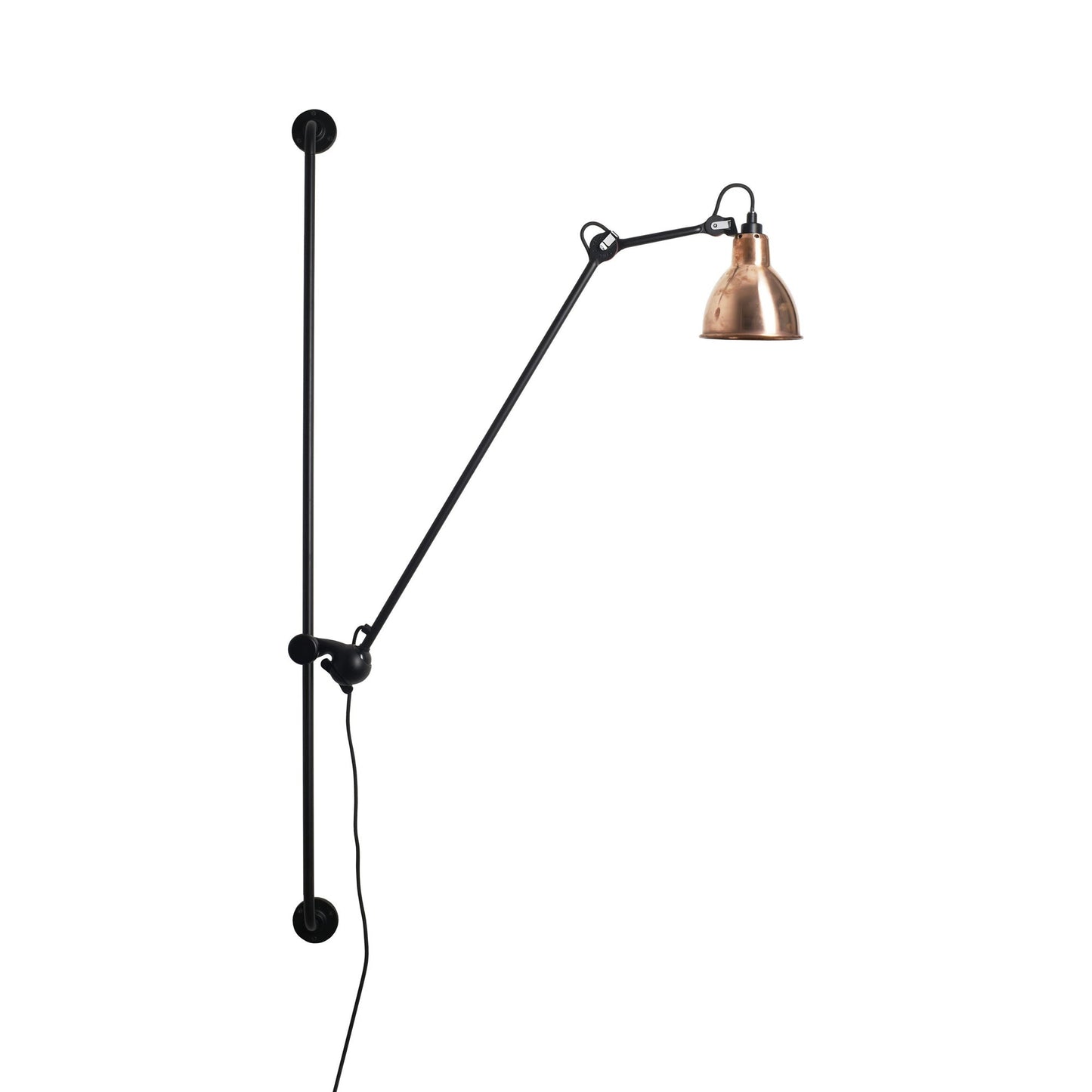 Lampe Gras N°214 Swing Arm Wall Light in Copper (Round Shade).