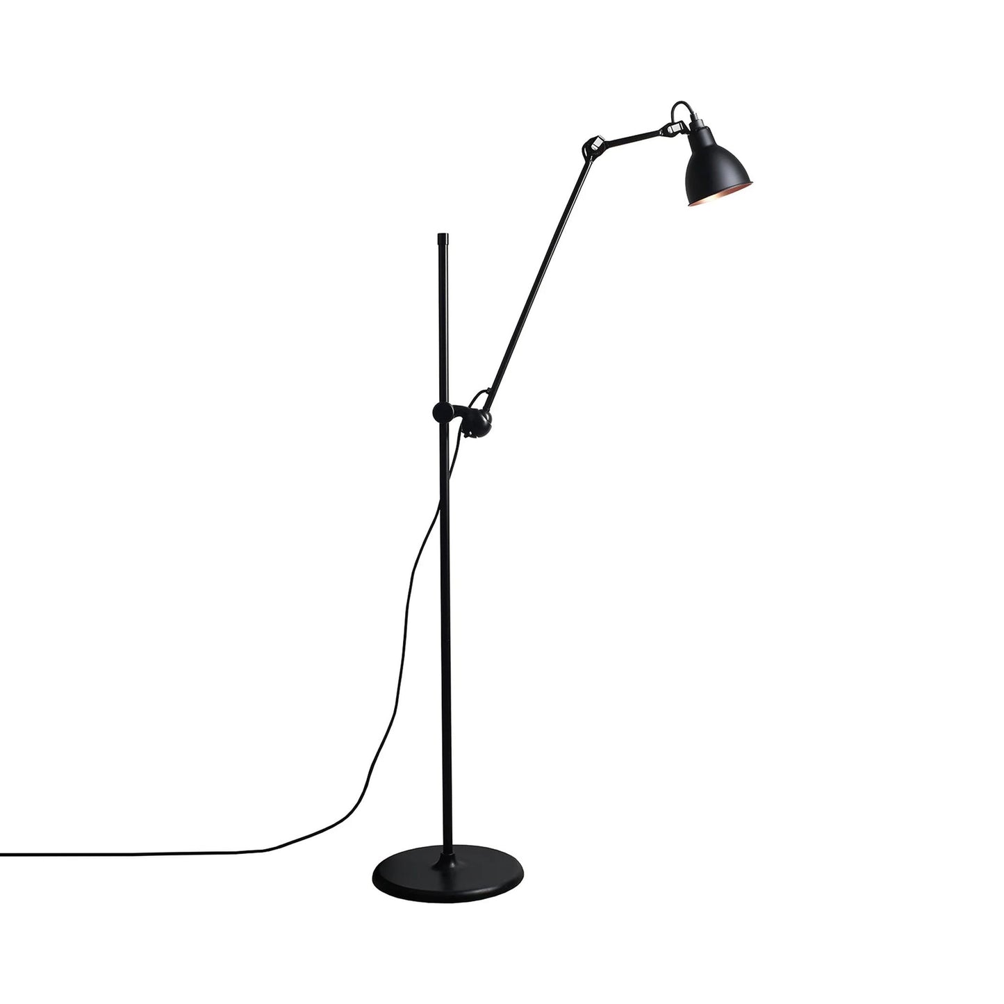 Lampe Gras N°215 Floor Lamp in Black/Copper (Round Shade).
