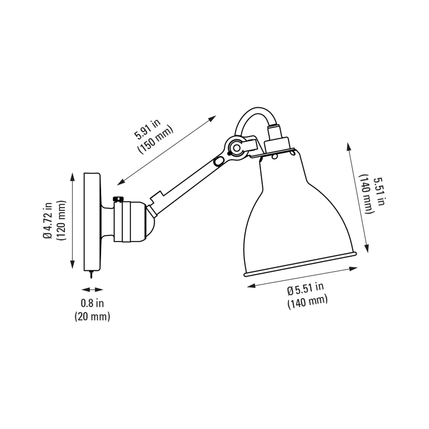 Lampe Gras N°304 Wall Light - line drawing.