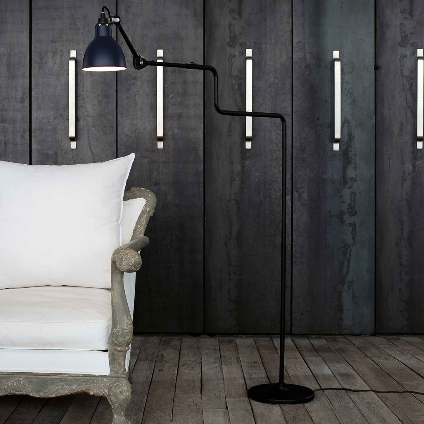 Lampe Gras N°411 LED Floor Lamp in living room.