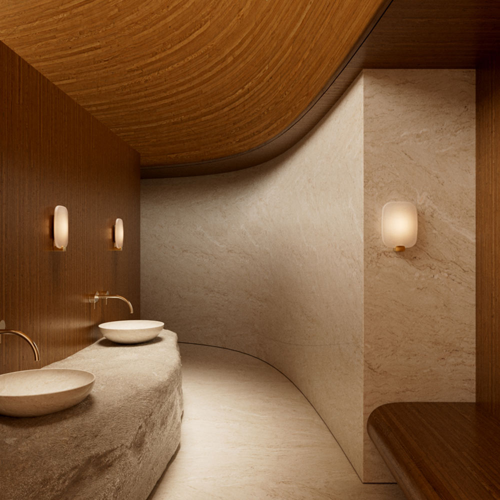 Light Me Tender LED Wall Light in bathroom.