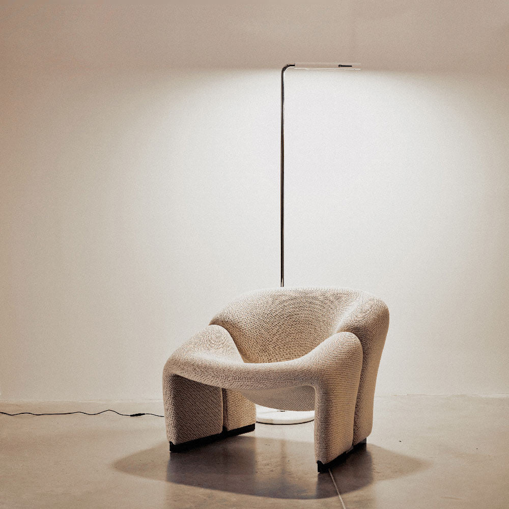 Mezzaluna LED Floor Lamp in living room.