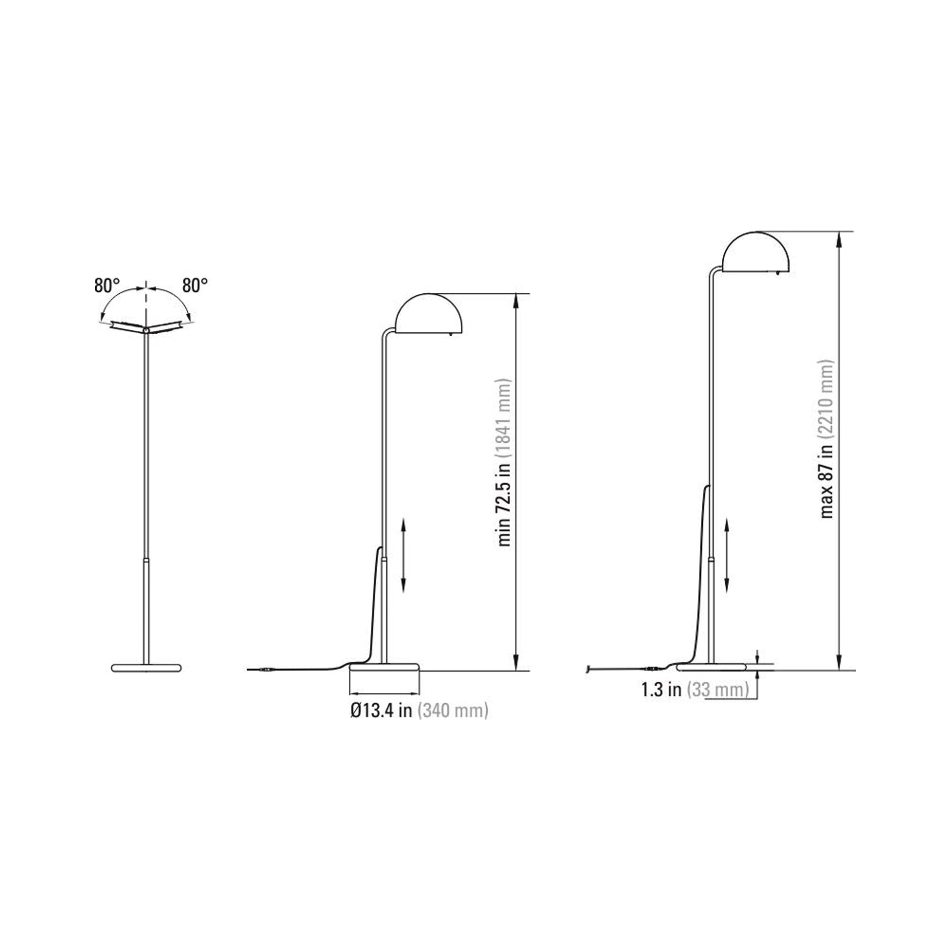 Mezzaluna LED Floor Lamp - line drawing.