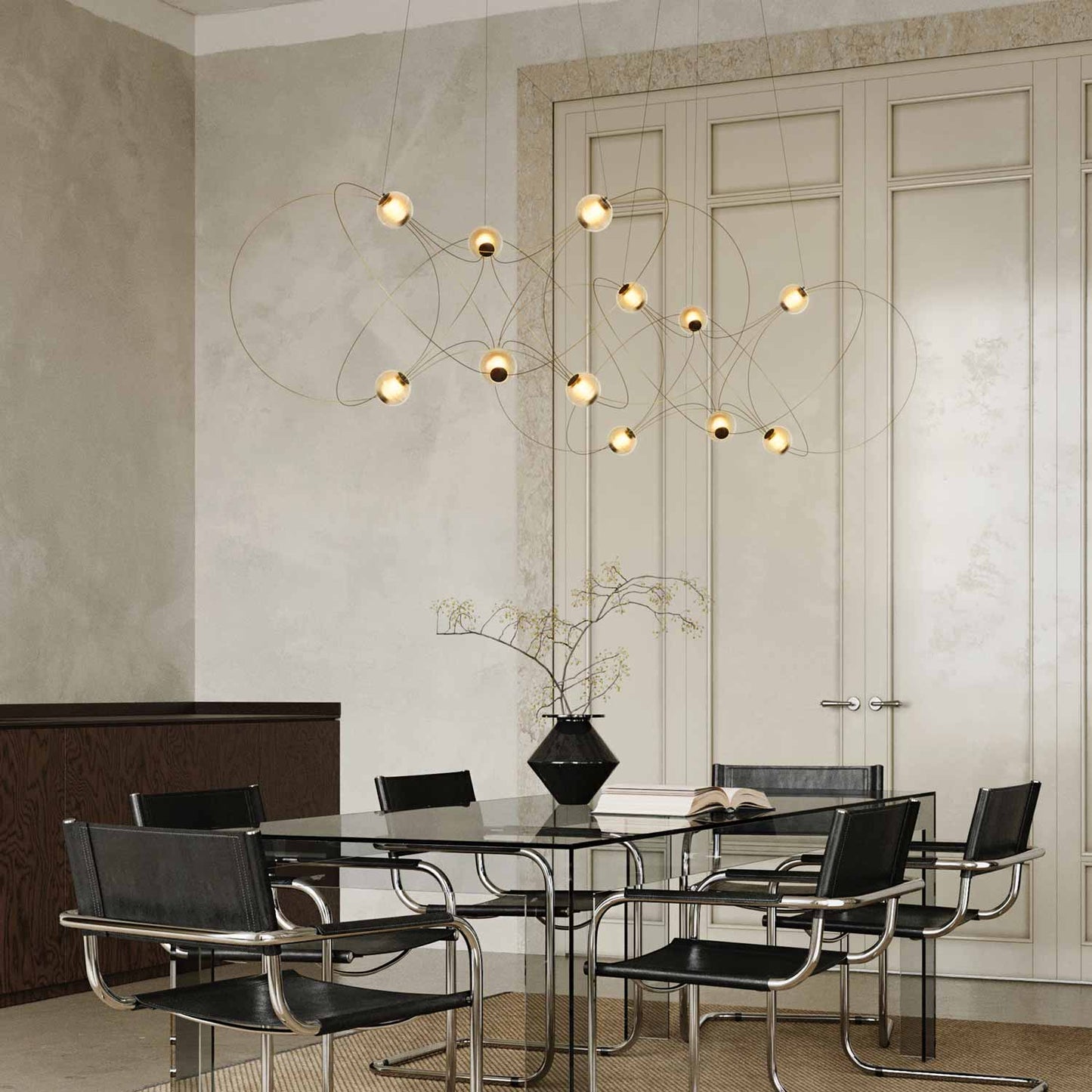 Munari LED Chandelier in living room.