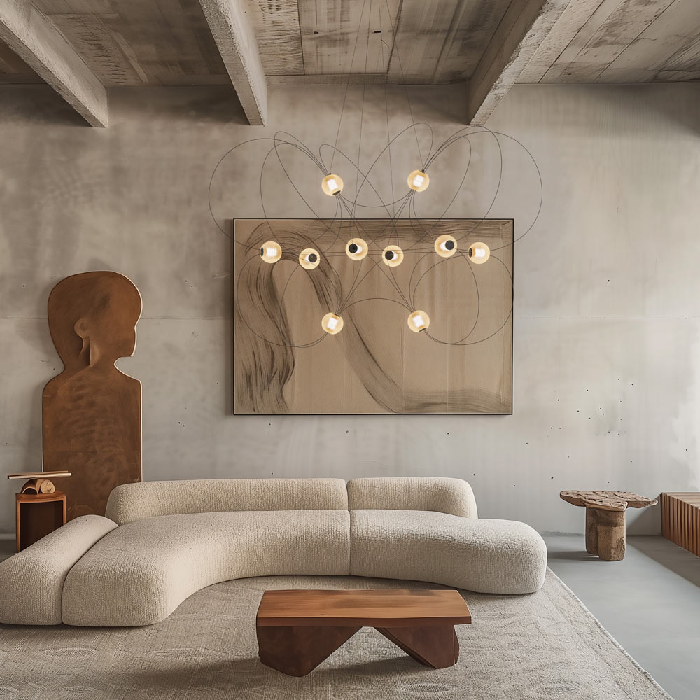 Munari LED Chandelier in living room.