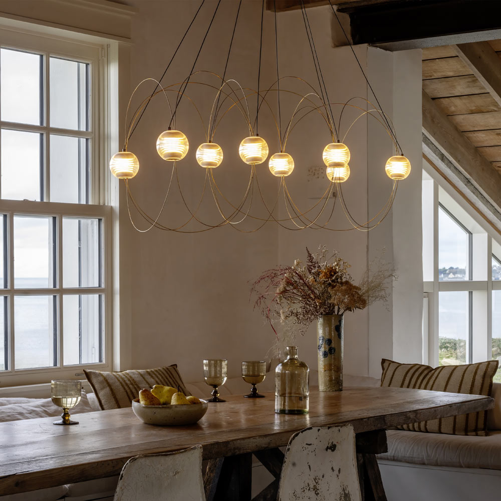 Munari LED Chandelier in dining room.