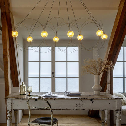 Munari LED Chandelier in reading room.