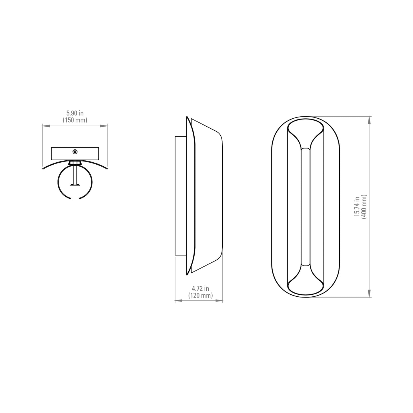 Rosalie LED Wall Light - line drawing.