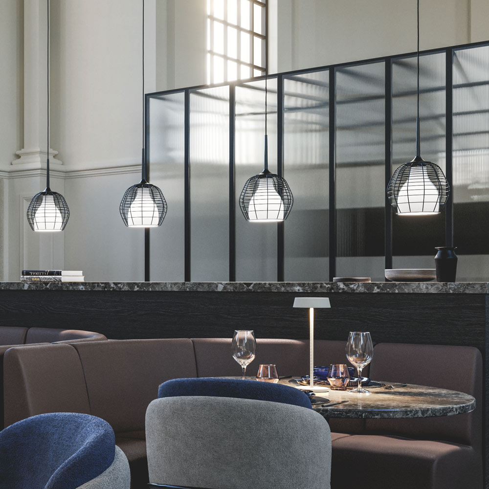 Cage Pendant Light in restaurant.