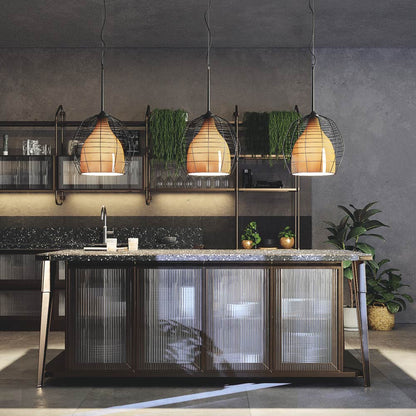 Cage Pendant Light in kitchen.