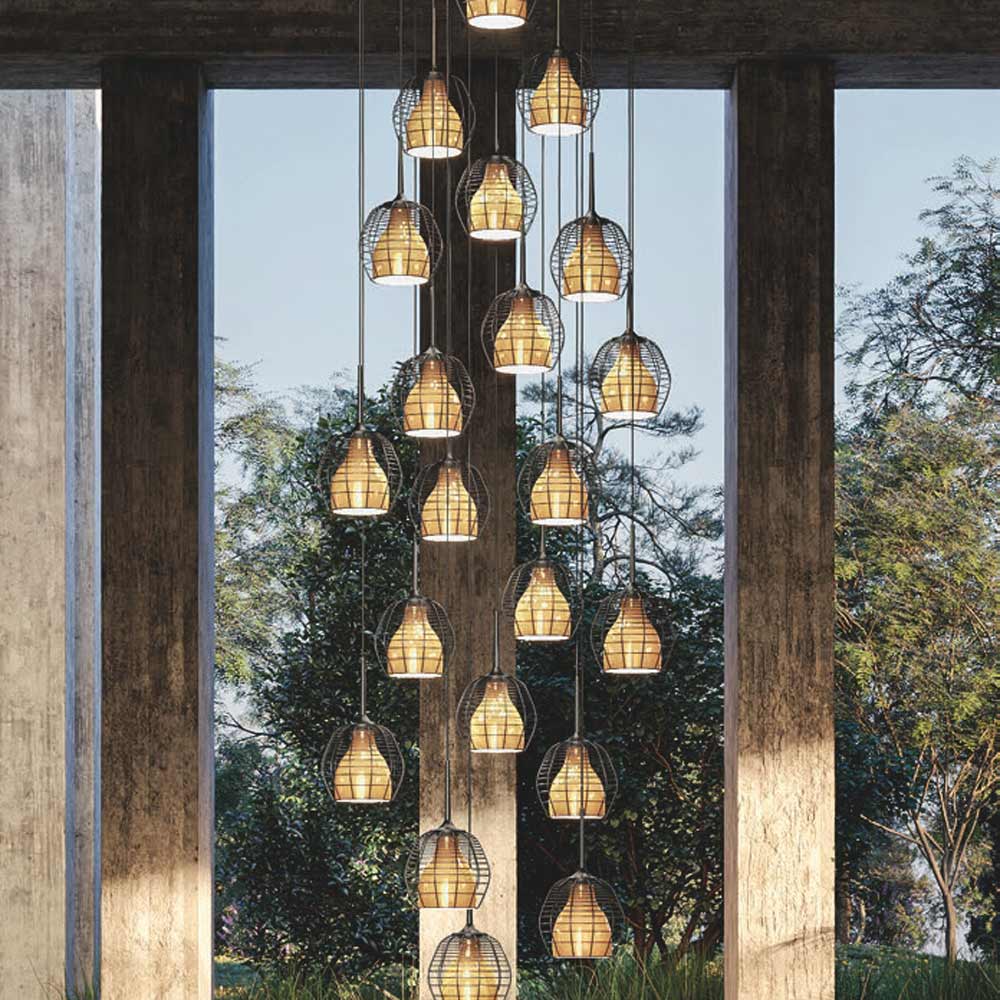 Cage Pendant Light in living room.