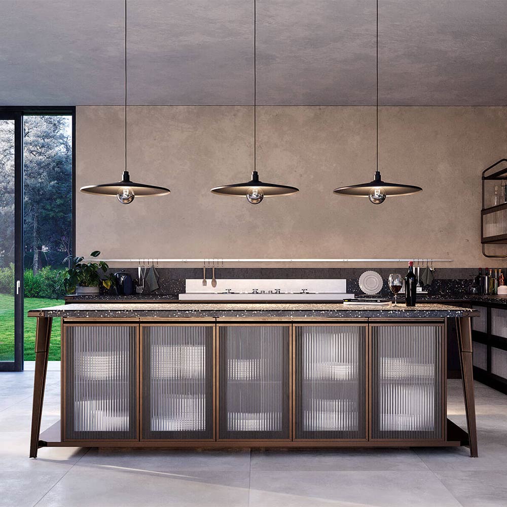 Vinyl Pendant Light in kitchen.