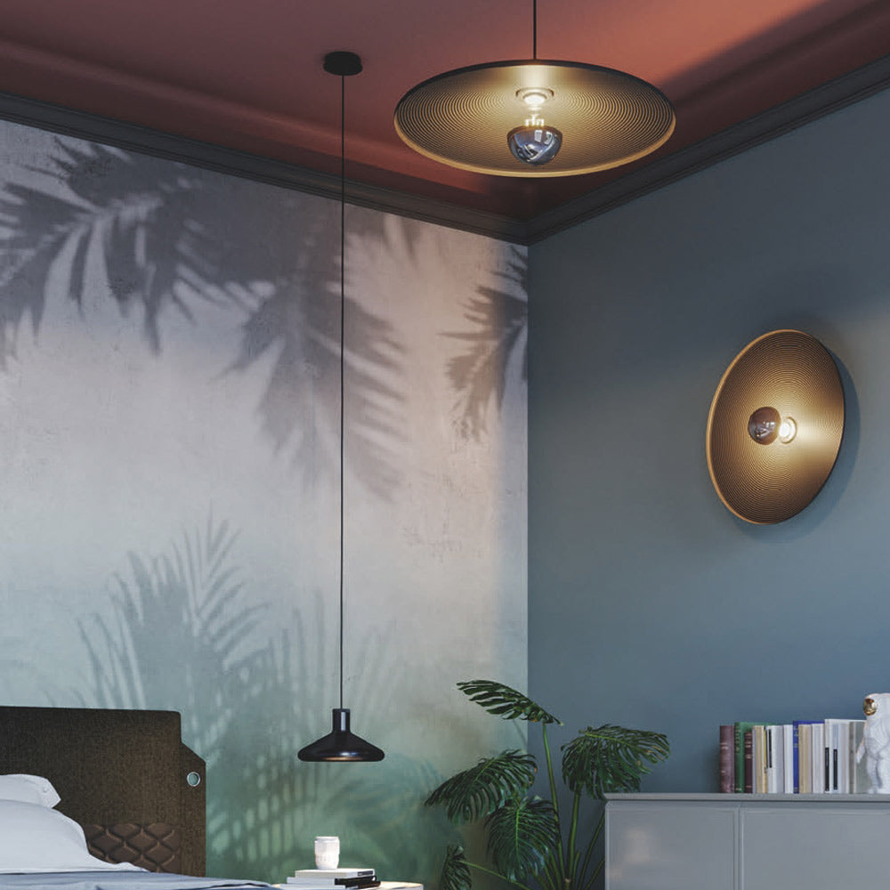 Vinyl Pendant Light in bedroom.
