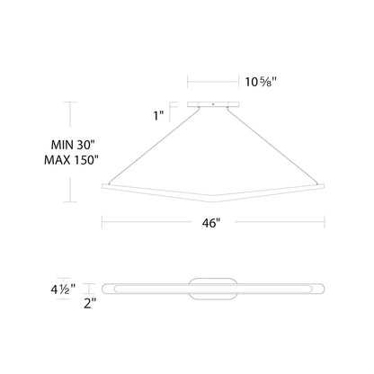 Alleron LED Linear Pendant Light - line drawing.