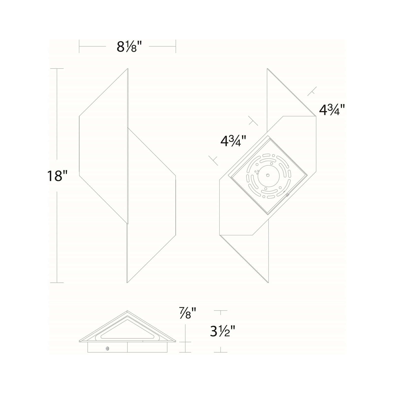 Alternate Outdoor LED Wall Light - line drawing.