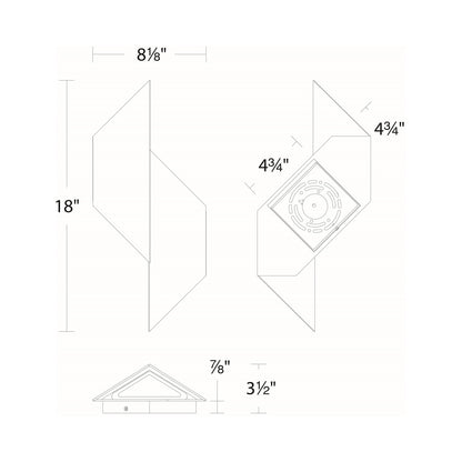 Alternate Outdoor LED Wall Light - line drawing.