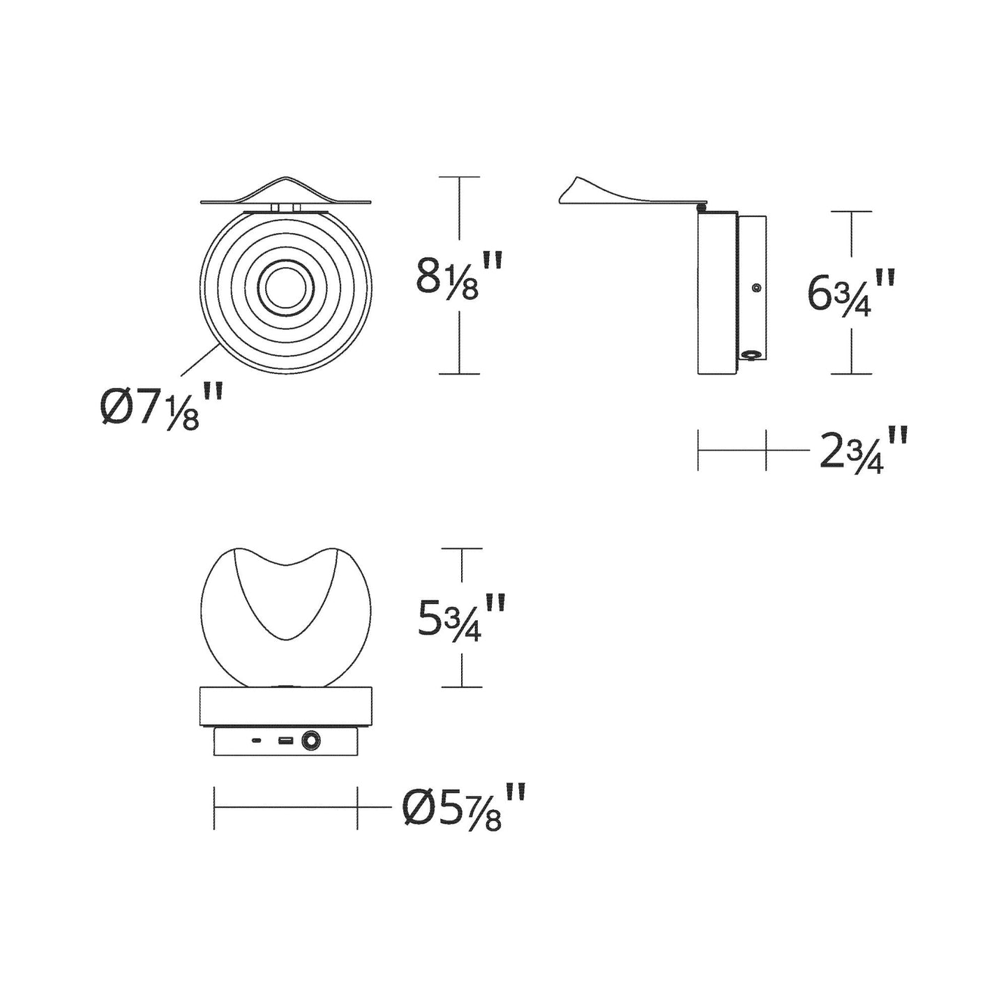 Ames LED Wall Light - line drawing.