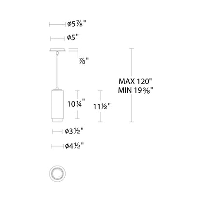 Aragon LED Pendant Light - line drawing.