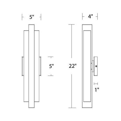 Arrow Outdoor LED Wall Light - line drawing.