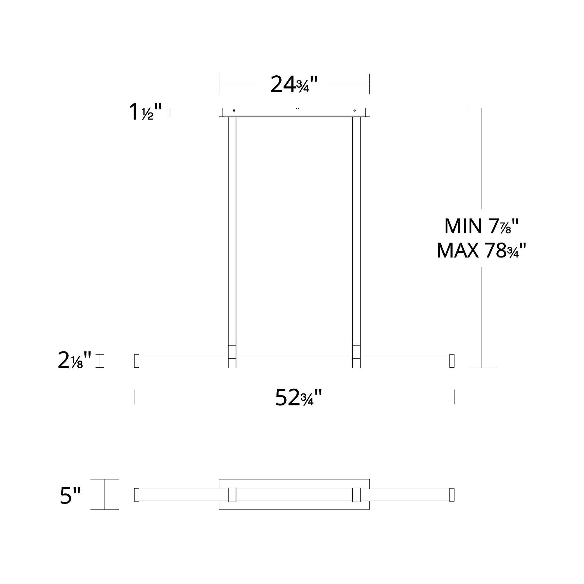 Balance Beam LED Linear Pendant Light - line drawing.