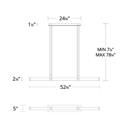 Balance Beam LED Linear Pendant Light - line drawing.