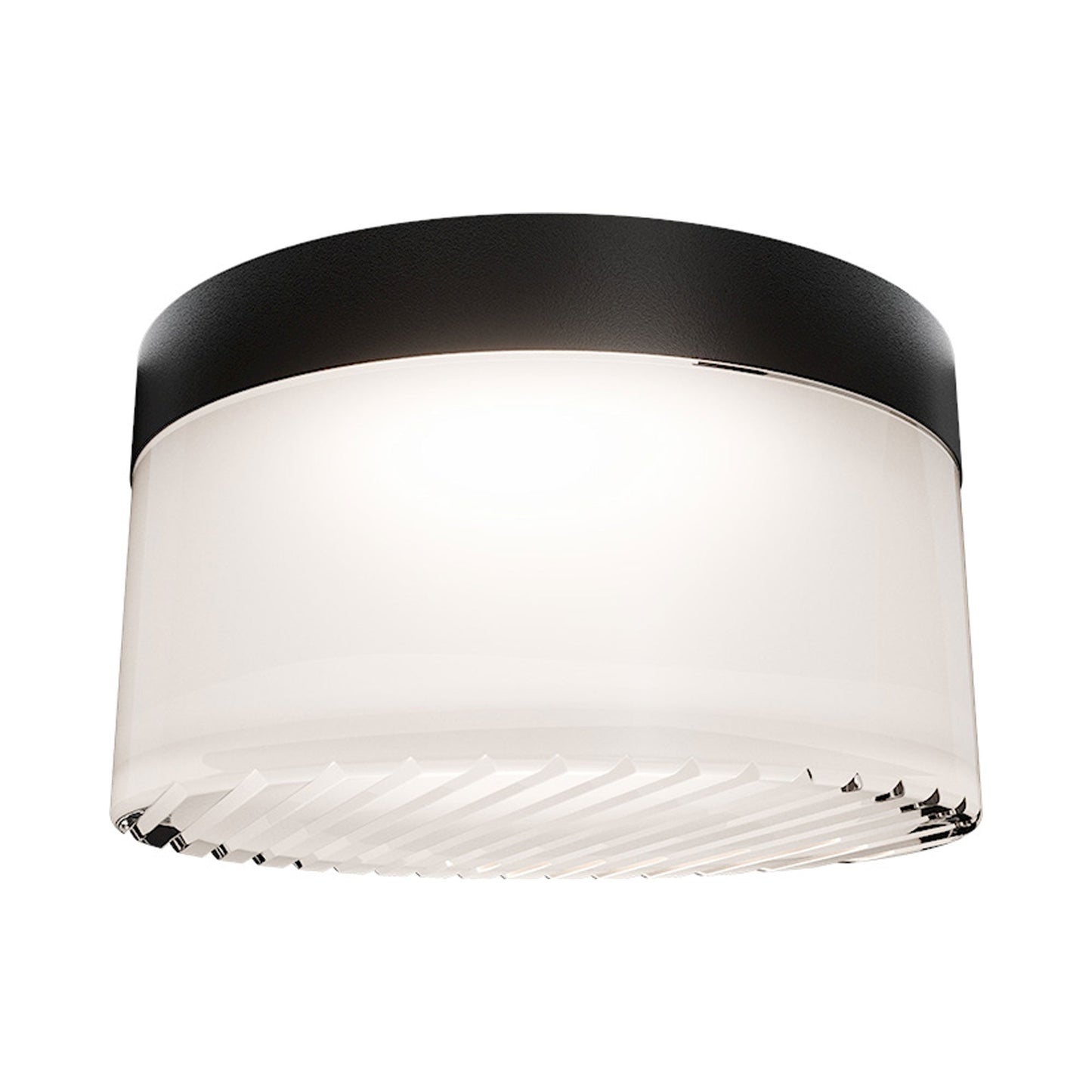 Balto III Outdoor LED Flush Mount Ceiling Light in Black.