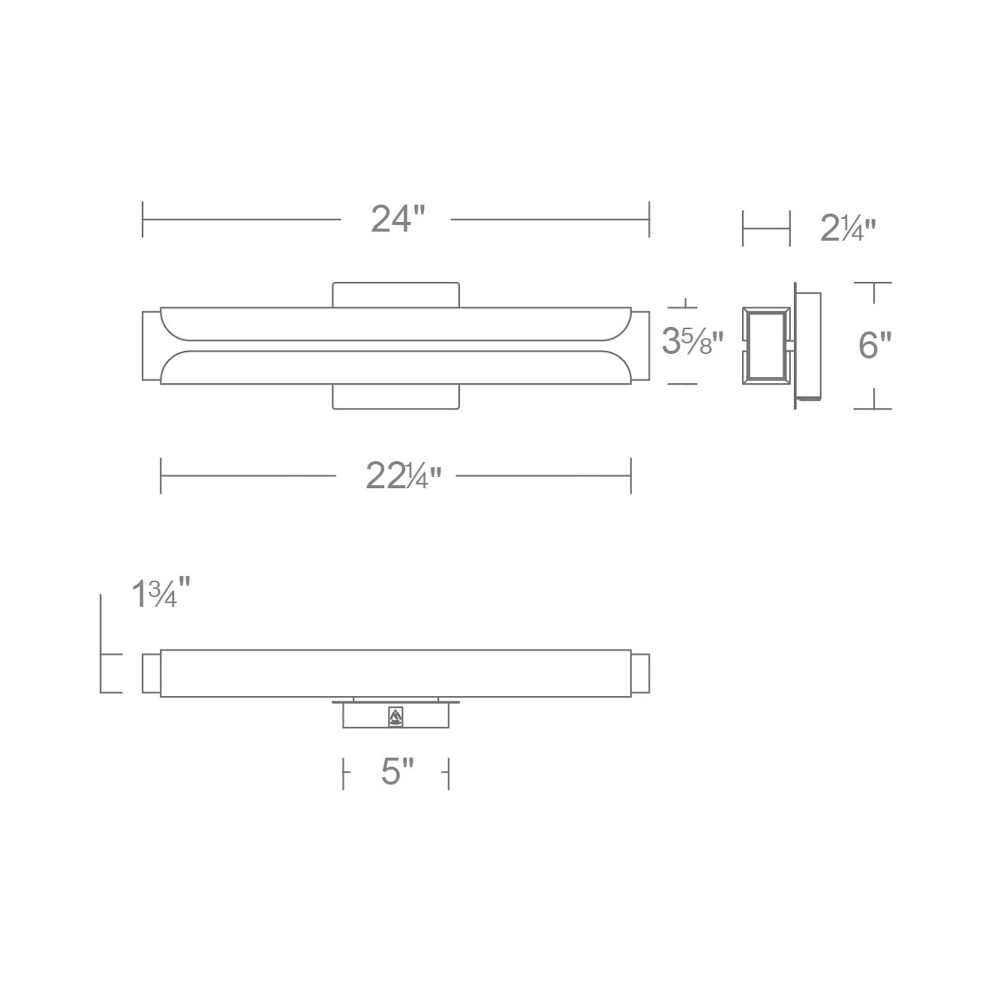Bifold LED Bath Vanity Light - line drawing.