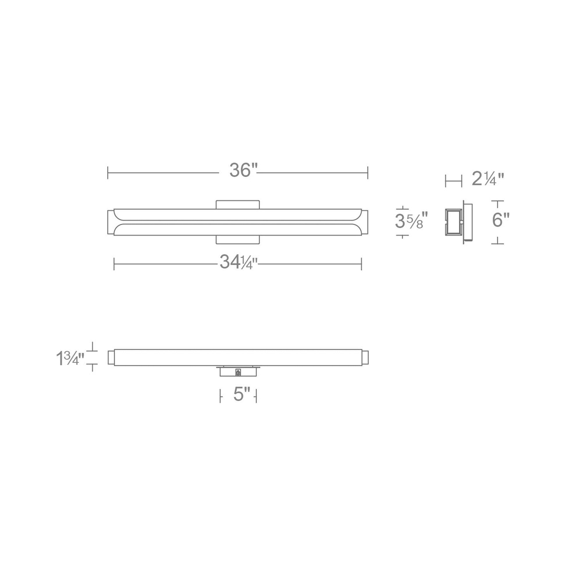 Bifold LED Bath Vanity Light - line drawing.
