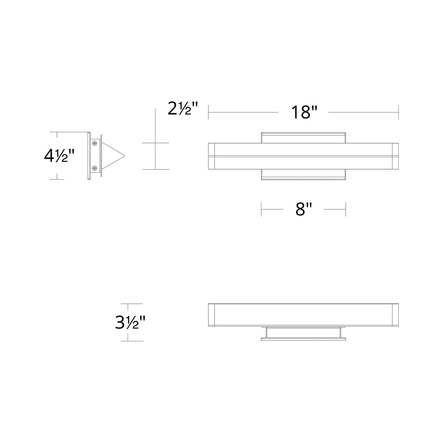 Boulevard LED Bath Wall Light - line drawing.