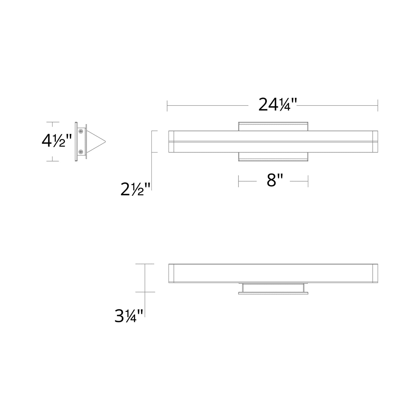 Boulevard LED Bath Wall Light - line drawing.