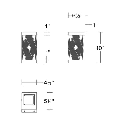 Brocade Outdoor LED Wall Light - line drawing.
