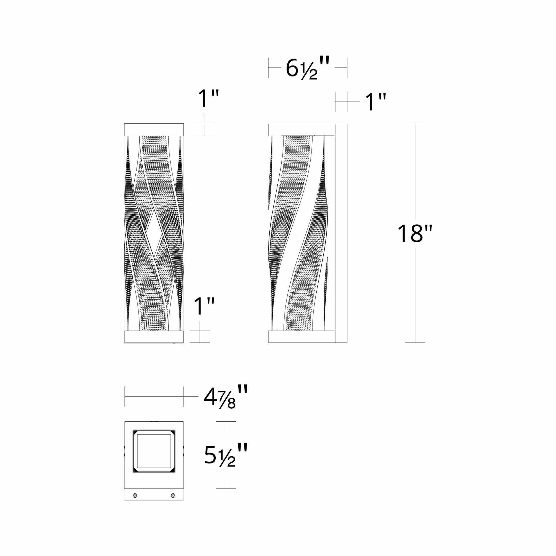 Brocade Outdoor LED Wall Light - line drawing.