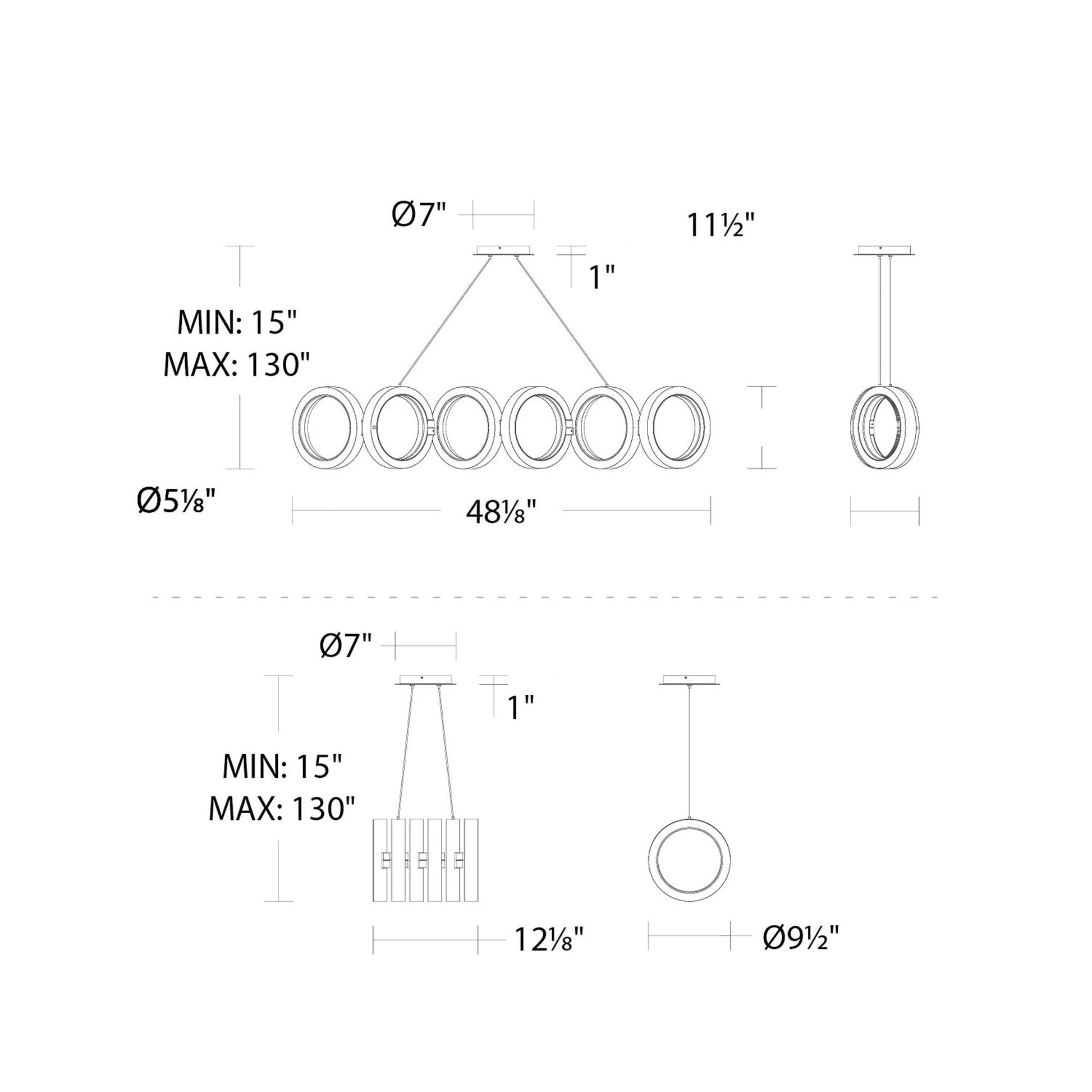 Cabot LED Pendant Light - line drawing.