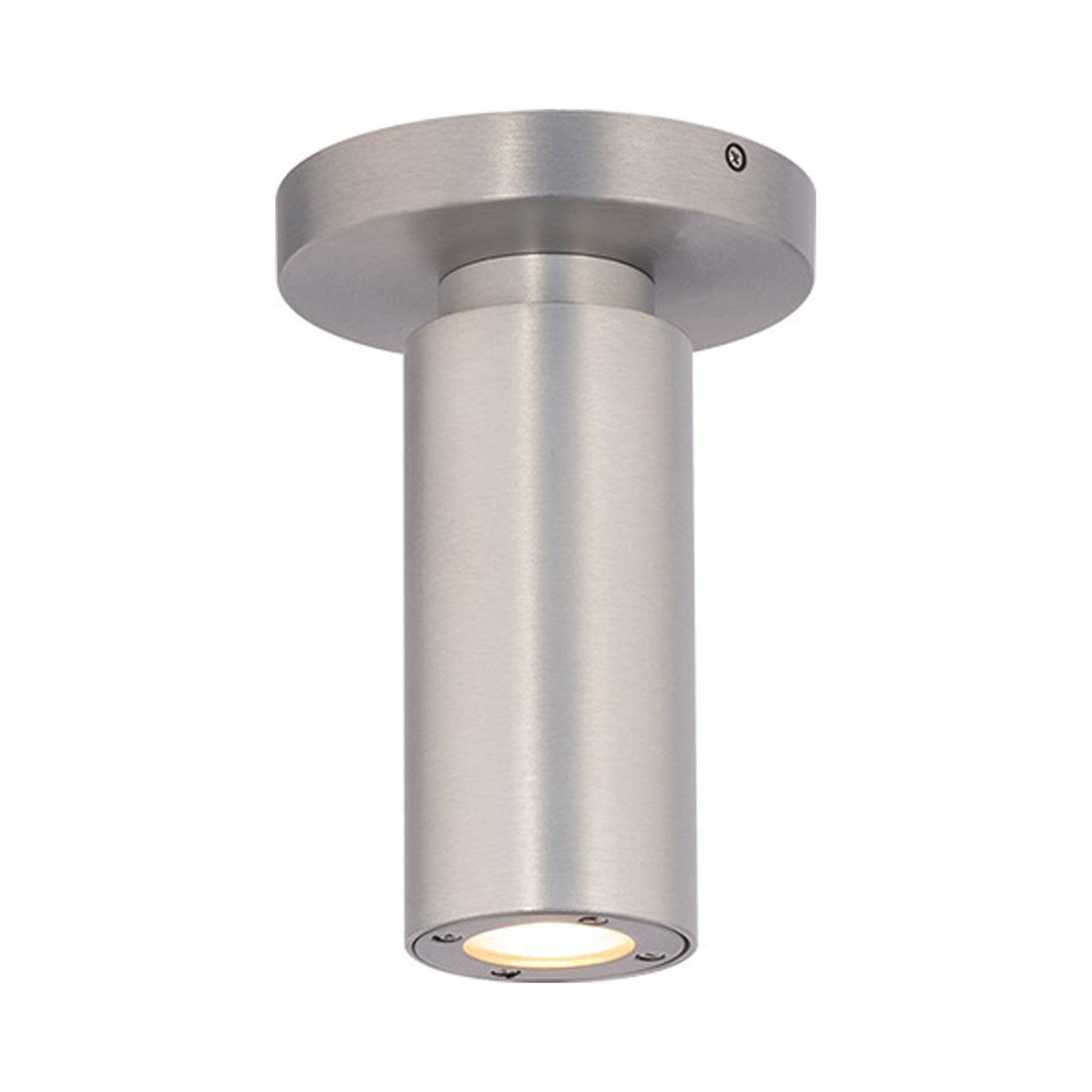 Caliber Outdoor LED Flush Mount Ceiling Light in Brushed Aluminum.