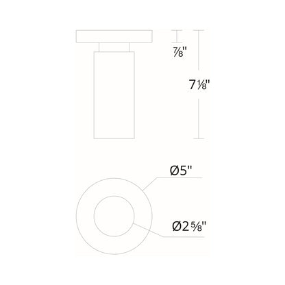 Caliber Outdoor LED Flush Mount Ceiling Light - line drawing .