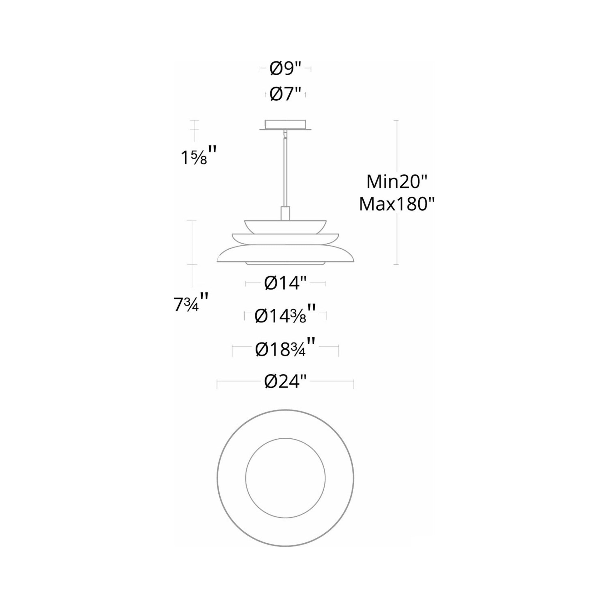 Capulet LED Pendant Light - line drawing.