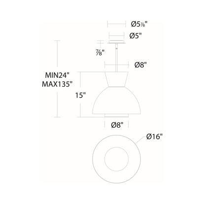Carafe LED Pendant Light - line drawing.