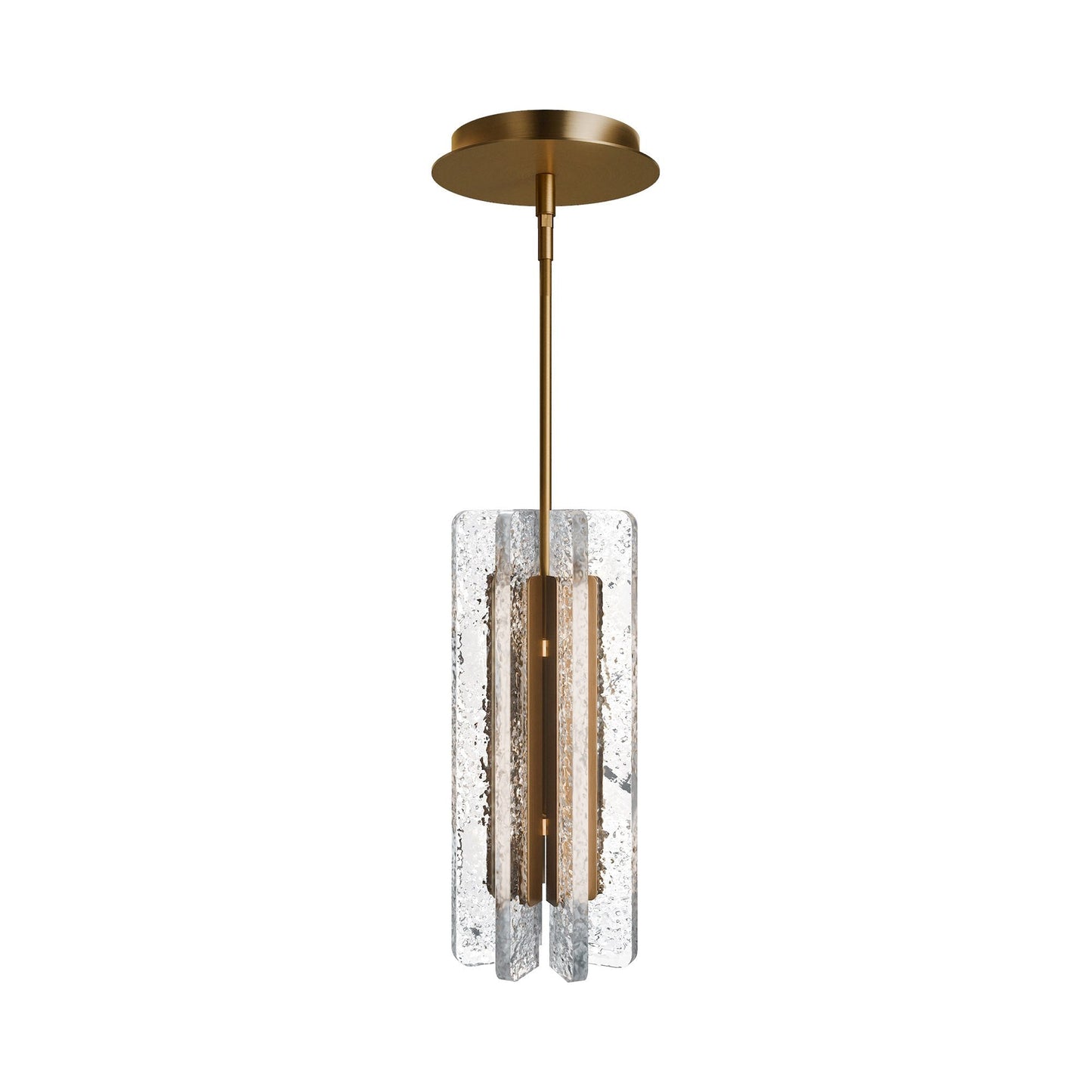 Cartridge LED Pendant Light in Aged Brass.