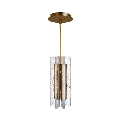 Cartridge LED Pendant Light in Aged Brass.