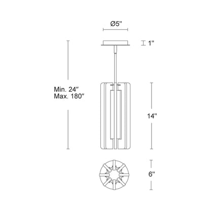 Cartridge LED Pendant Light - line drawing.
