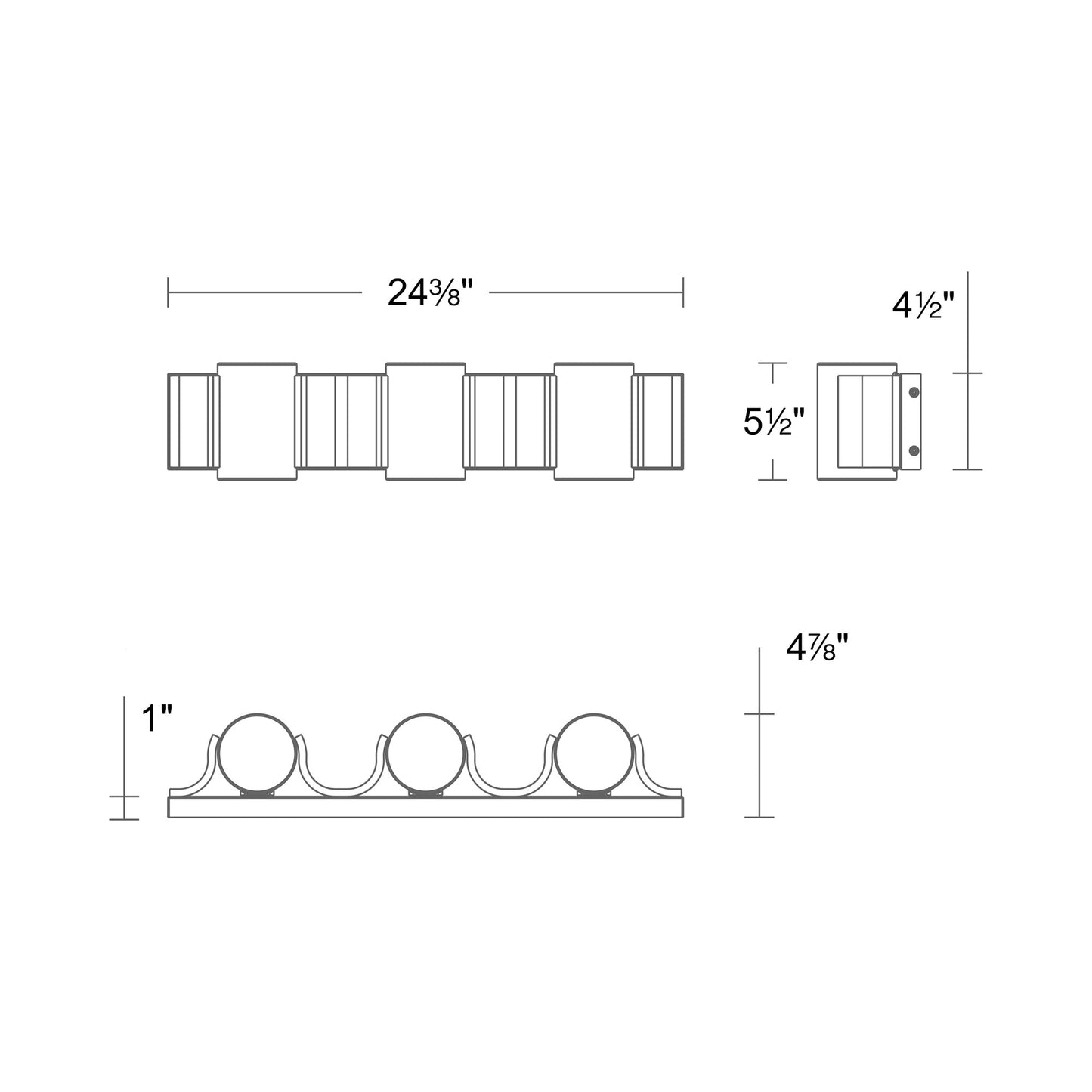 Circle Line LED Bath Vanity Light - line drawing.