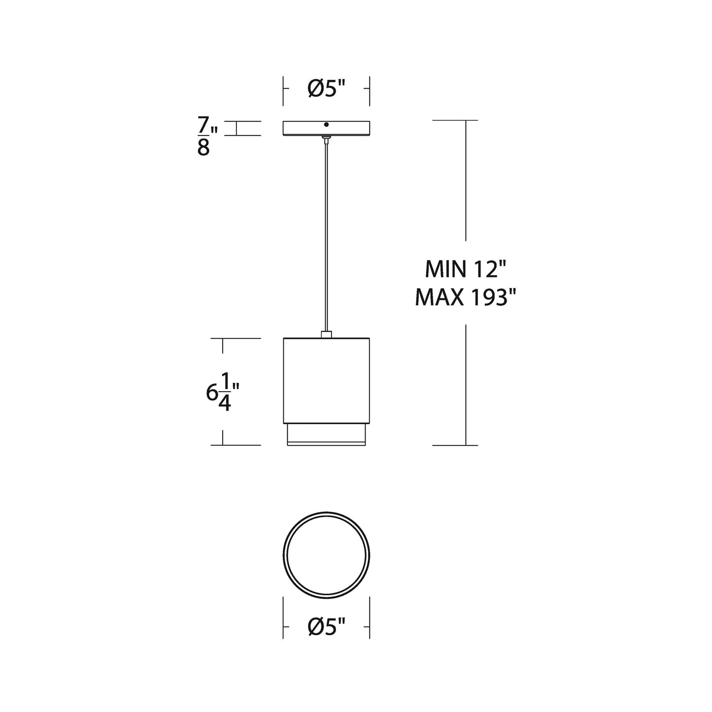 Cloak LED Pendant Light - line drawing.