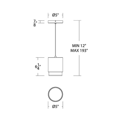 Cloak LED Pendant Light - line drawing.