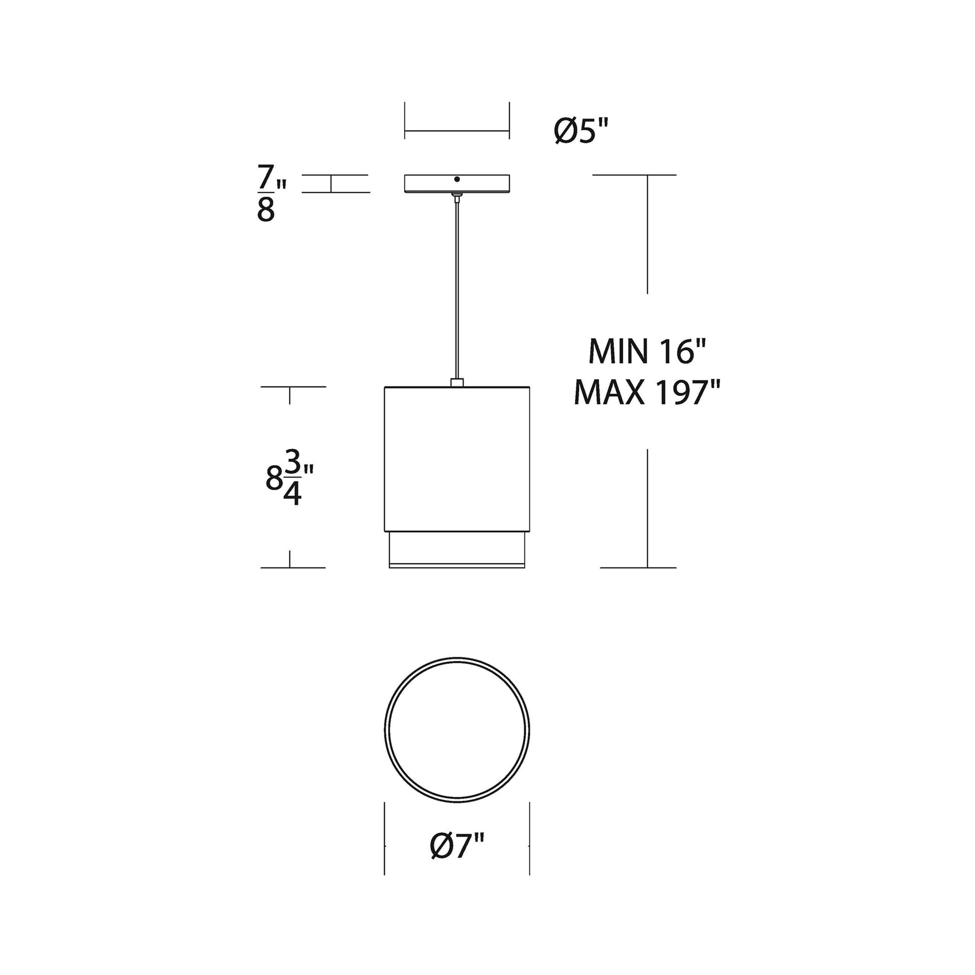Cloak LED Pendant Light - line drawing.