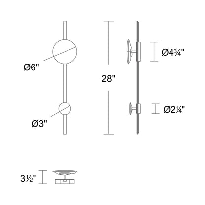Clocker LED Wall Light - line drawing.