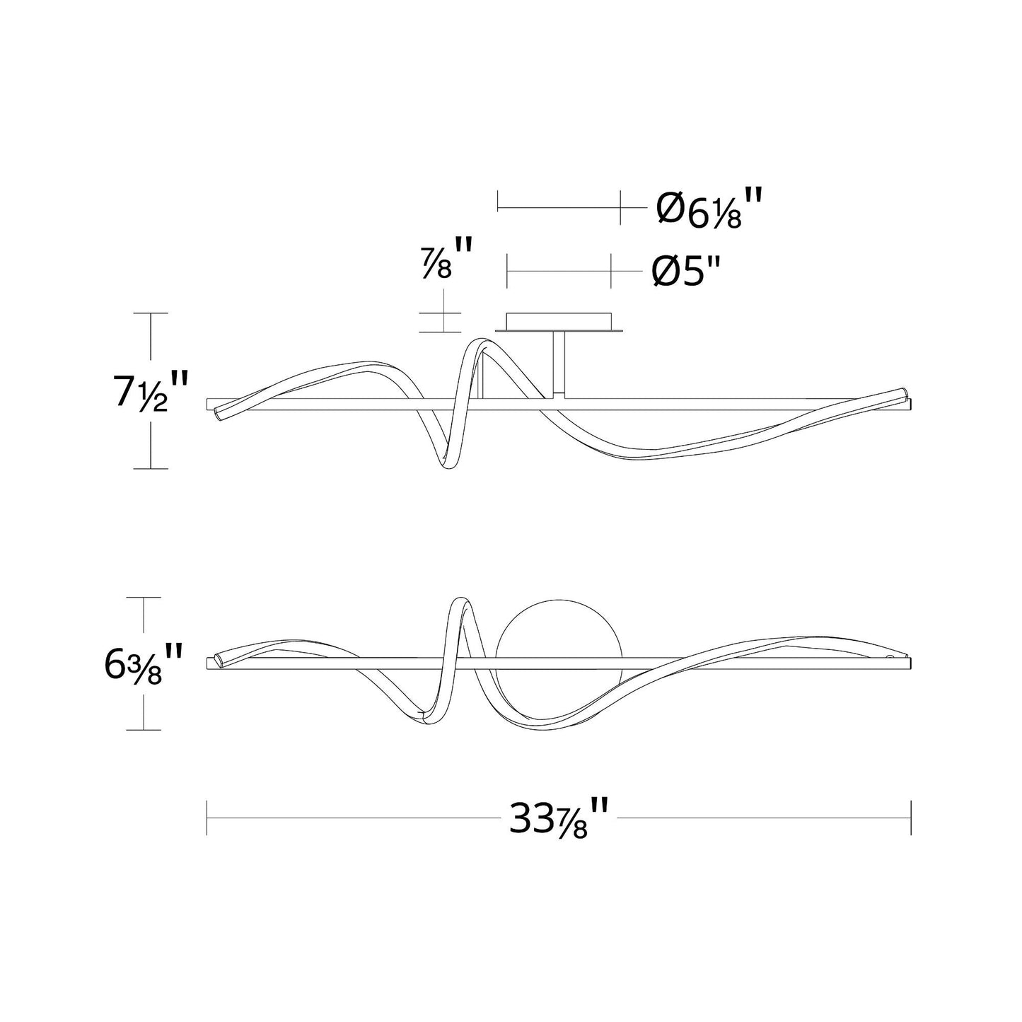 Corkscrew LED Bath Wall Light - line drawing.